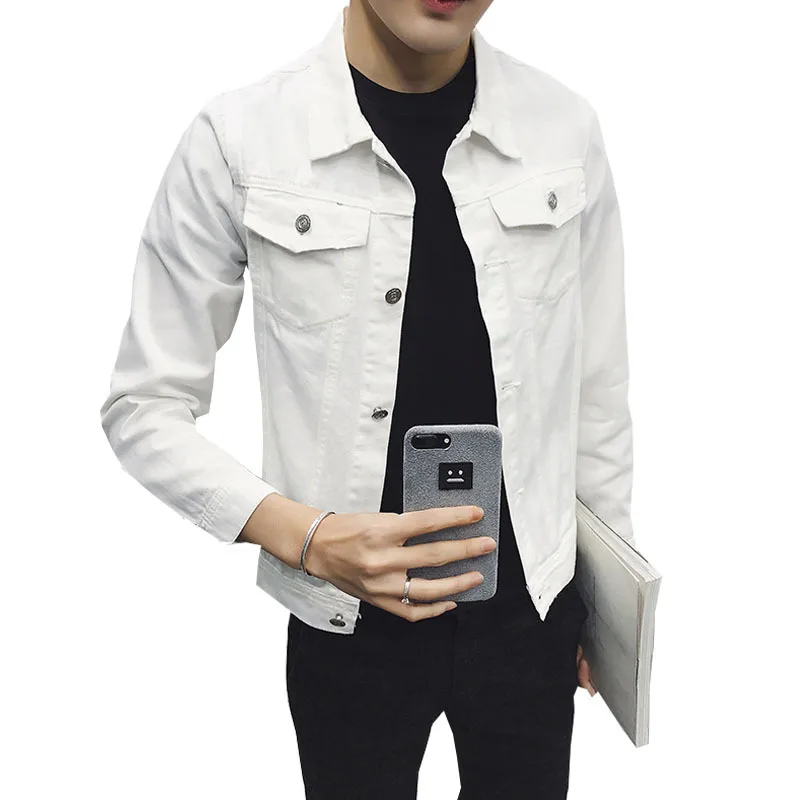 2019 TANG Men Jean Jacket Streetwear Slim Men Denim Jacket Fashion Mens Jackets and Coats White 2019 TANG Men Jean Jacket Streetwear Slim Men Denim Jacket Fashion Mens Jackets and Coats White
