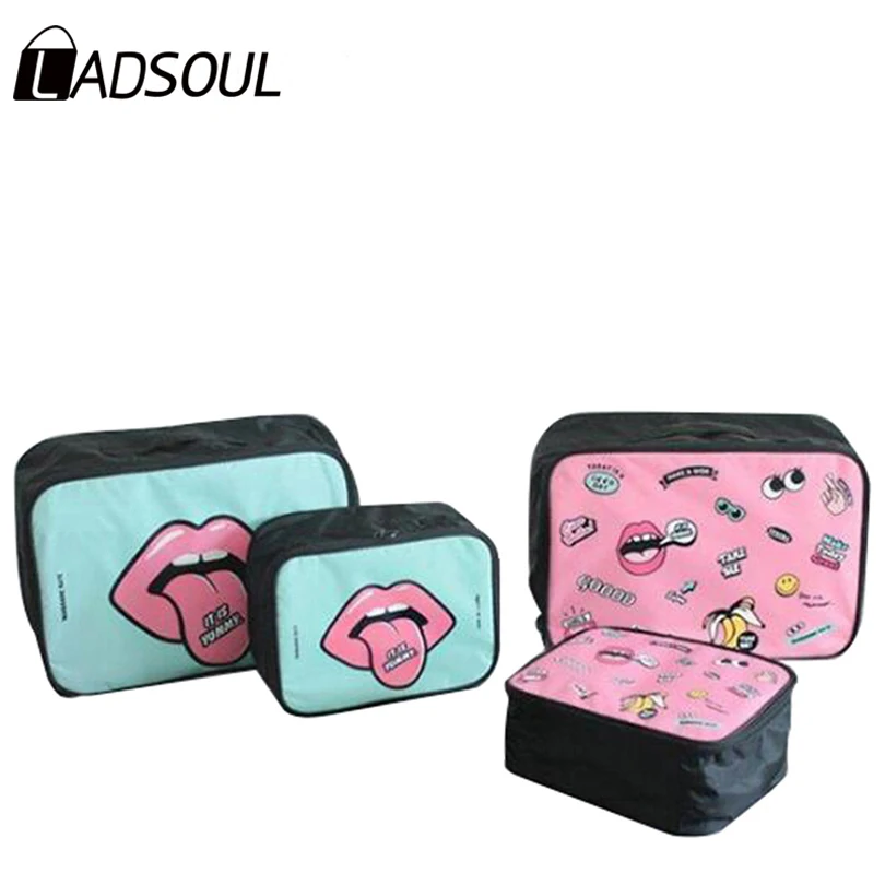 

LADSOUL 2018 Women Handbag Lady Nylon Cute Cartoon Portable Travel Package Check-in Baggage New Fashion Makeup Bags Hot hl2042/h