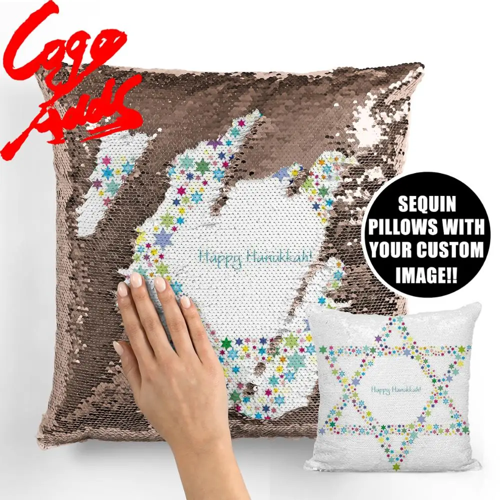 Hanukkah Sequin Mermaid Throw Подушка двухцветная блестящая Волшебная цветная подушка для дивана домашняя Новогодняя декоративная Cojines подушка