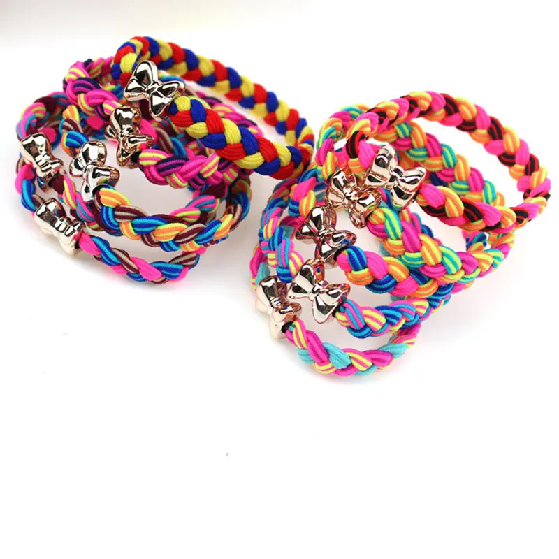 10Pcs Multicolor Scrunchy Girls Hair Accessories Gum Elastic Hair Bands Braiding Headband Elastic Ring Rubber Rope Hair Ties