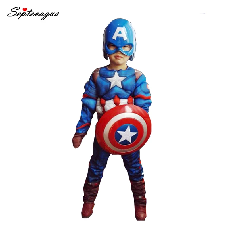 

Superhero Kids Muscle Captain America Halloween Costume Avengers Child Cosplay Super Hero Halloween Costumes For Kids Boys Girls