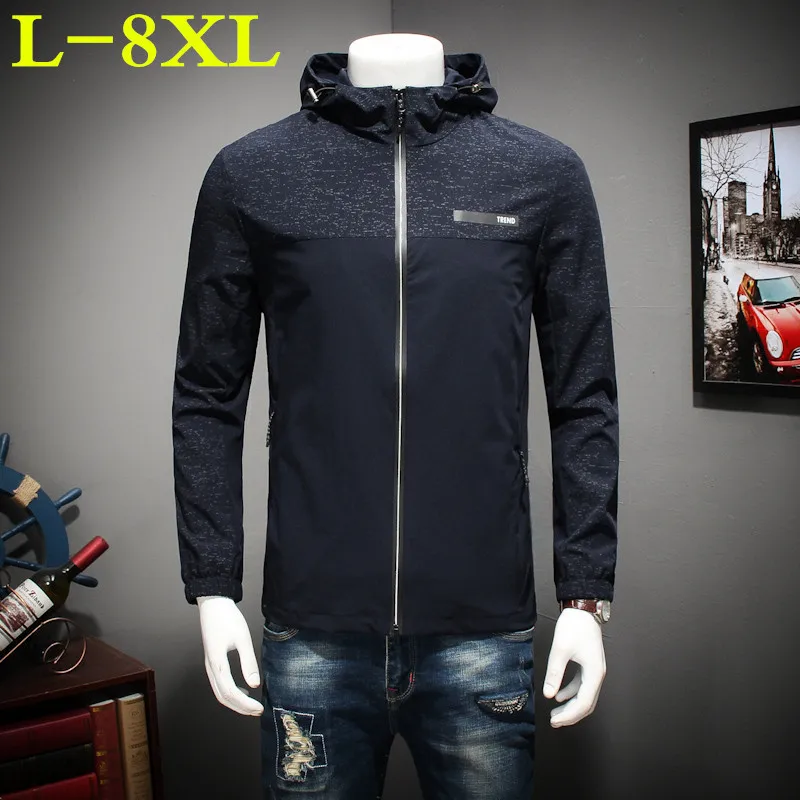 Новинка большого размера плюс 8XL 7XL 6XL весна осень мужские толстовки Повседневная куртка брендовая одежда Мужская ветровка пальто мужская верхняя одежда