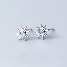 Mloveacc 100% 925 prata esterlina sol parafuso prisioneiro brincos para as mulheres de prata pequenos brincos jóias finas pendiente de plata esterlina