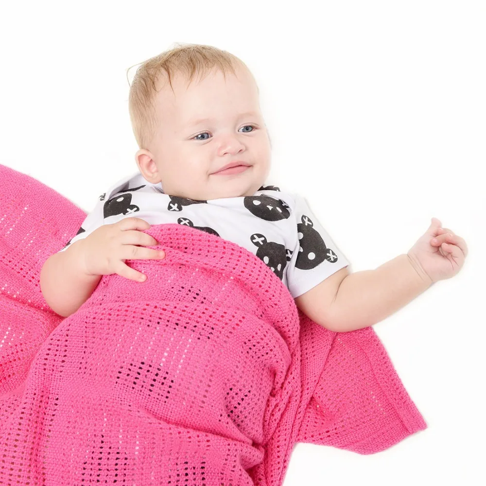 Niuniu Daddy Cotton Crochet Newborn Baby Blankets Super Soft Summer Candy Color Prop Crib Casual Sleeping Bed Supplies Hole Wrap