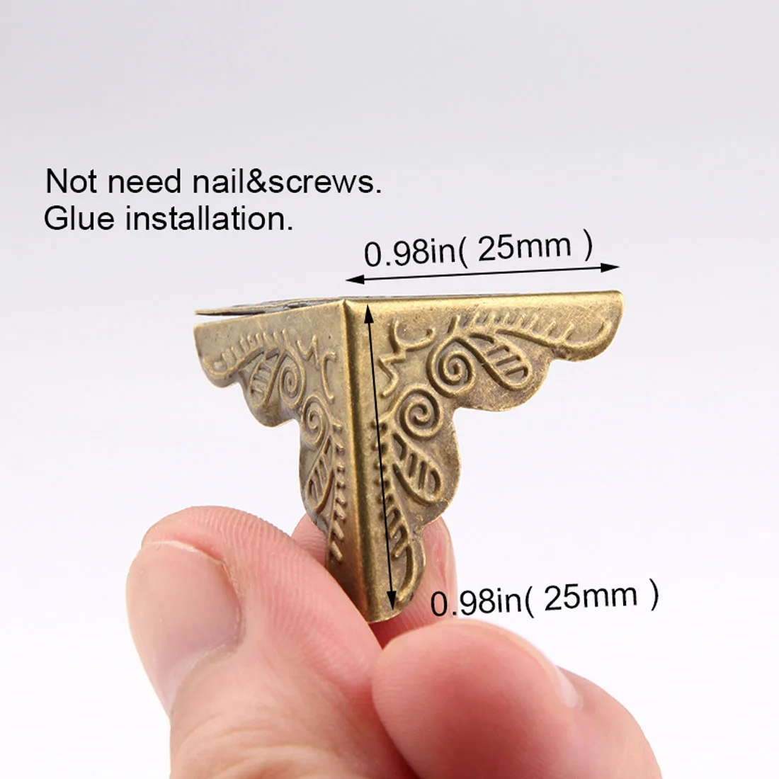 10 قطع أثرية مجوهرات صندوق حالة حامي الزاوية الزاوية القدم خشبي برونزية لهجة زهرة نمط منحوتة الحرف المعدنية 25x25 ملليمتر