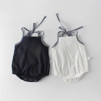 

2019 Summer New boys&girls Rompers baby belt pockets Romper baby girl clothes boys baby kids cotton jumpsuit