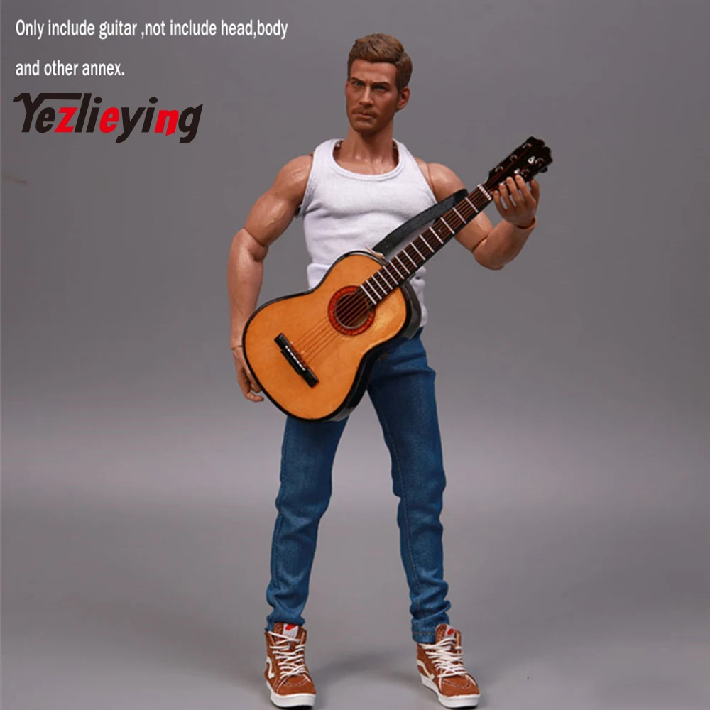 

1/6 scale Log Songs Guitar Miniatura Display Folk Model Musical Collection for 12-inch body action figures guitar pickguard tool