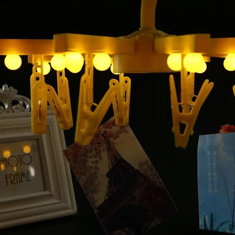 Folding Cloth Hangers Clip Lamp LED Light for Hanging Photos Memos