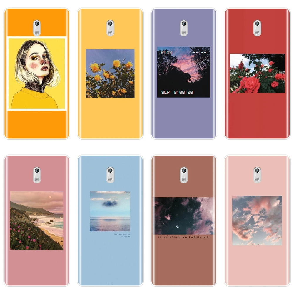 

TPU Back Cover For Nokia 1 2 3 5 6 8 Yellow Flower Girl Purple Pink Red Floral Silicone Soft Phone Case For Nokia X6 7 Plus Case
