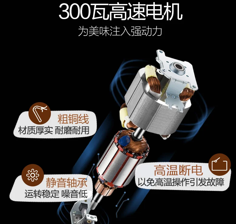 Bear Portable Full Stainless Steel Electric Meat Grinders 2 Gears 2L 300W Copper Engine Blenders Stand Mixers Kitchen Aid