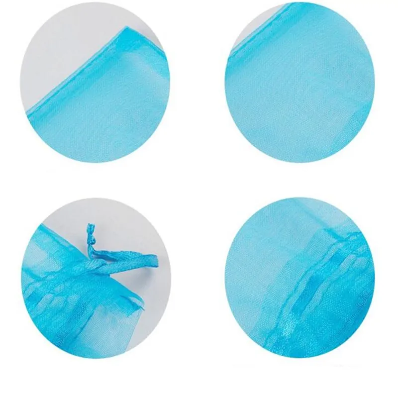 50pcs 7x9 9x12 10x15 13x18 15x20CM White Organza Gift Bags Jewelry Packaging Bags Wedding Party Decoration Drawable Gift Bag 6Z