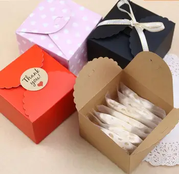 

9x9x6cm Kraft carton packaging box baking cookies cake food packaging gift cardboard box cajas Red black gift paper candy box