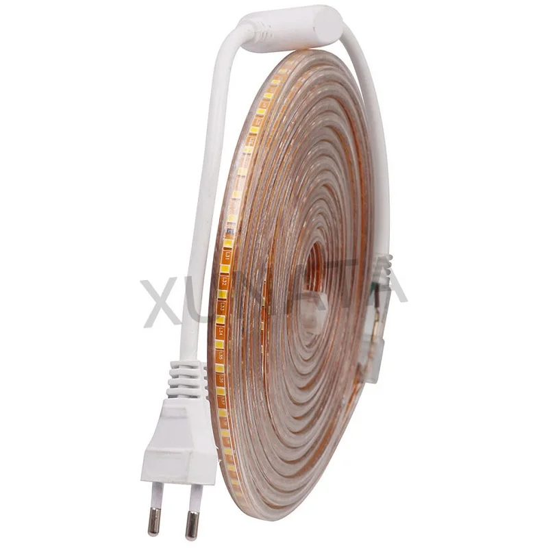 220 В 2835 SMD 120 светодиодов/м гибкий светодиодный ленточный светильник IP67 водонепроницаемая ленточная лампа с ЕС диммером для украшения дома, рождественской вечеринки - Испускаемый цвет: EU Plug