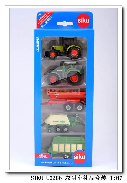 Coffret Jouets Agricoles SIKU 6286 - 2 Tracteurs, 3 Remorques - Métal/Plastique