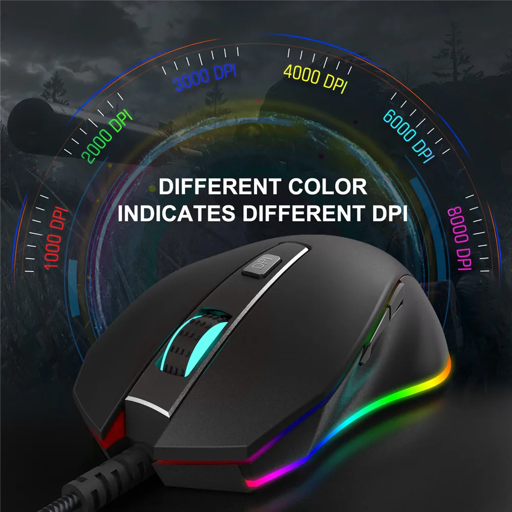 ONIKUMA CW60 8000 DPI Wired Gaming Mouse Mice 6 Buttons Design Breathing LED Colors for Gamer PC MAC (3)