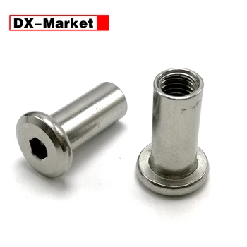 

M6*30 , 20pcs stainless steel furniture female end , sus304 hexagon flat screw female connector ends ,B020