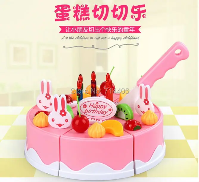 Joyeux Anniversaire Gateau Cuisine Jouets Set 37 Pcs Plastique Jouer A Faire Semblant Education Precoce Assemble Ustensiles De Cuisine Avec Des Fruits Pour Tous Les Enfants Aliexpress