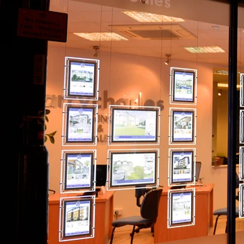 

Vertical 8PCS A4 + Landscape 2PCS A3 Two Sides Real Estate Agnet Acrylic LED Window Display Light Panels Kits