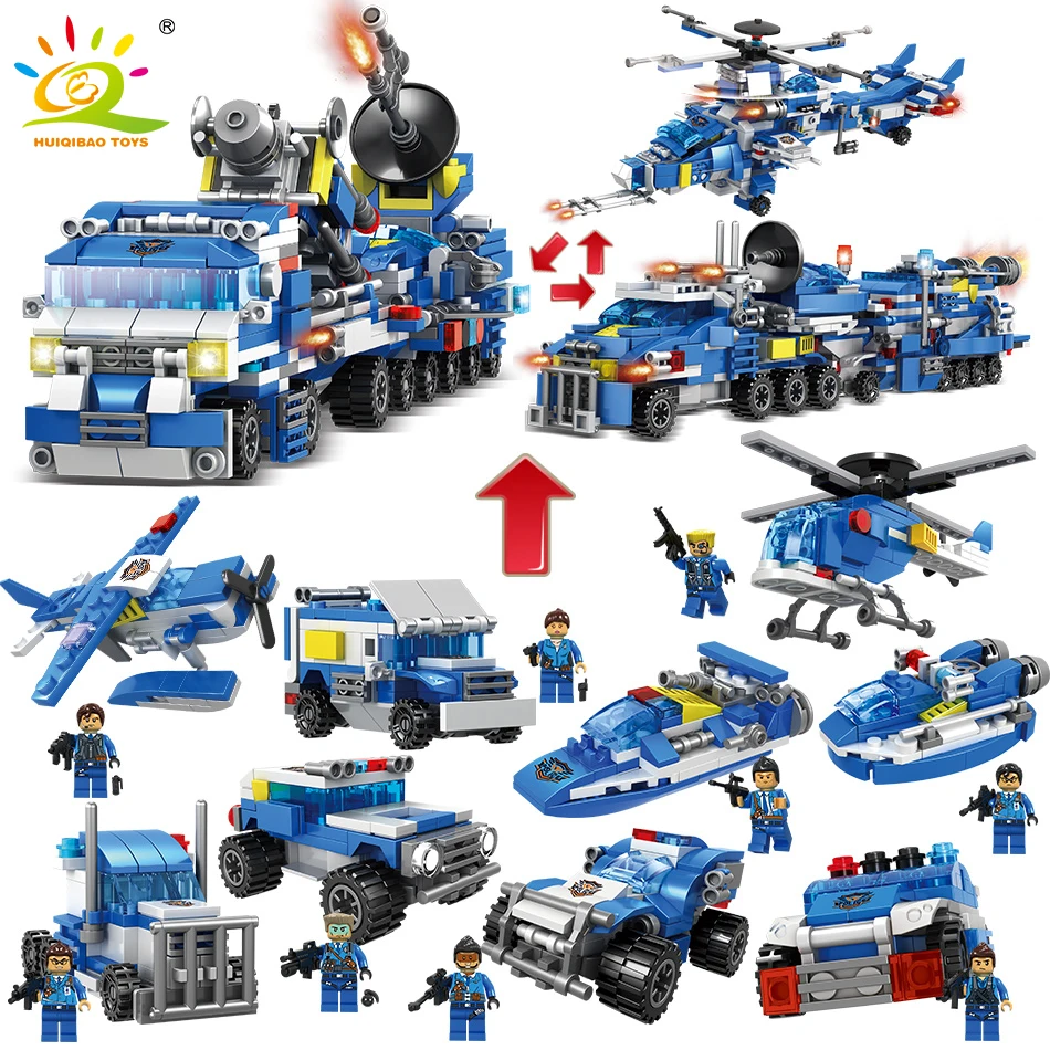

780Pcs Police Swat Team Blocks Compatible Legoingly City Toys Building Blocks Combat Vehicle Fighter Model Police Children Gifts