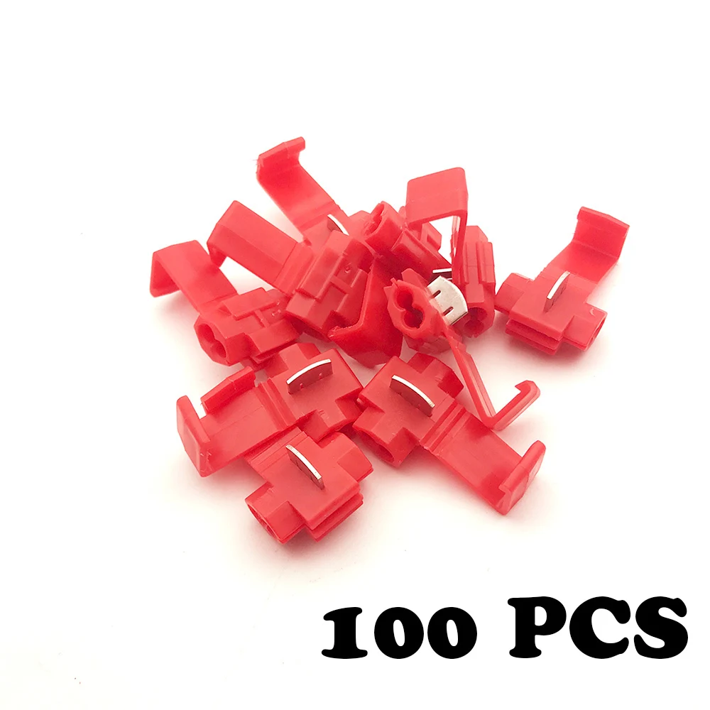 200 pcs 22-18 AWG QUICK DISCONNECTS 100 FEMALE RED SPADE CONN. MALE // 100