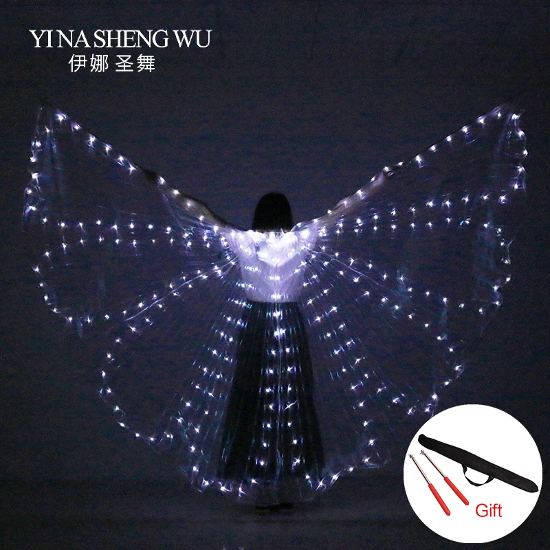 

Colorful Belly Dance Performance LED Butterfly Wings Dance Accessories Women ISIS Wings LED Butterfly Wings With Sticks/Wing Bag