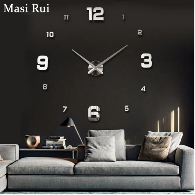 2019 new Arrival Digital Big Mirror Wall Clock Modern Design Living Room Quartz Metal diy Clocks Home Decoration Free Shipping
