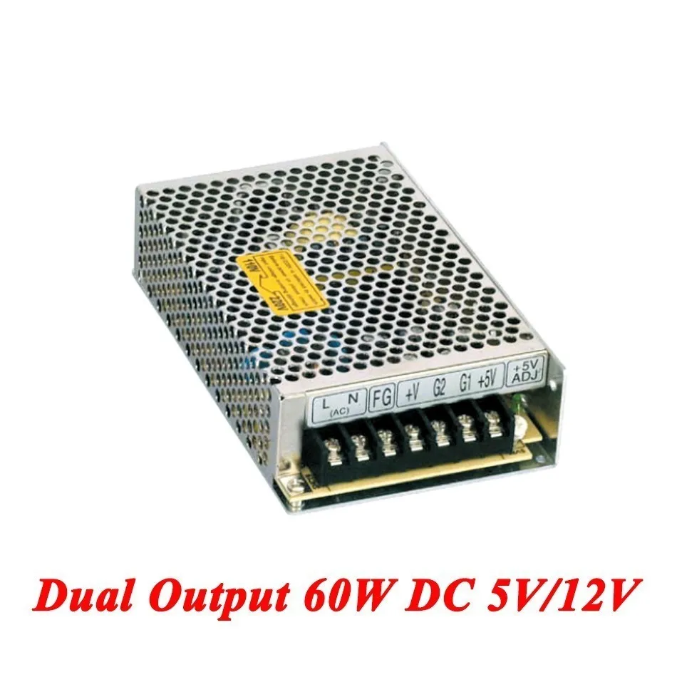 

D-60A Switching Power Supply 60W 5V/12V,Double Output Watt Power Supply For Led Strip,AC110V/220V Transformer To DC,led Driver
