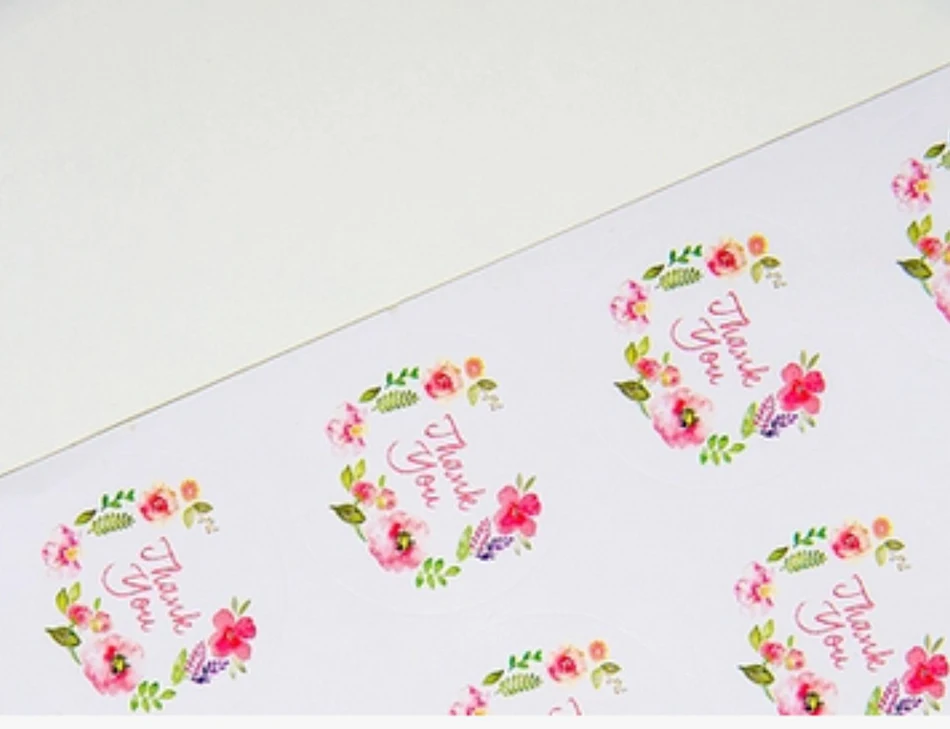 100PCS 3.5cm Flower design sticker labels Creative Paper stickers Thank You Sticker Seals labels for gifts