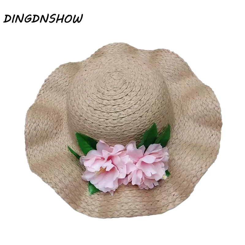 [DINGDNSHOW] 2019 العلامة التجارية قبعة الشمس الكبار زهرة الصيف قبعة المرأة قبعة سيدات شاطئ كاب قبعة من القش بحافة عريضة