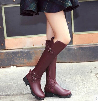 

17 autumn and winter new side zipper Gaotong women boots Round Knight Boots Women shoes British knee knee locomotive riding boot