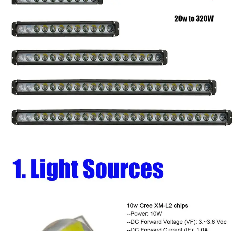 20w 40w 60w 100w 180w 240w 260w 280w 300w 320w LED Light Bar with CREE Chips Offroad Led Work Light Bar Driving Beam Combo for 12v 24v Truck ATV SUV 4WD 4x4 (3)