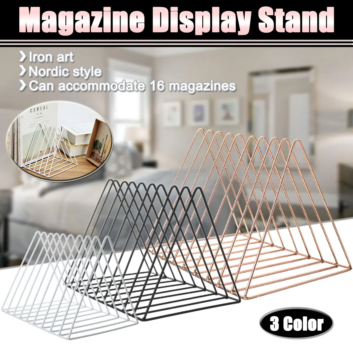 

Iron Bookshelf Magazine Display Stand Newspapers Storage Rack Vintage Organizer Storage Holder Office Decor Book Rack Bookends