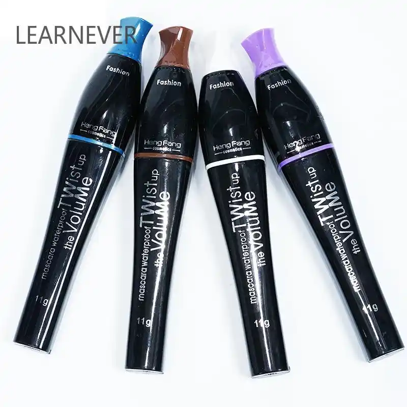 LEARNEVER, новинка, Водостойкая тушь для ресниц, синяя, фиолетовая, черная, зеленая, Подкручивающая, удлиняющая, для ресниц, густая, Объемная тушь для ресниц, косметическая - изображение