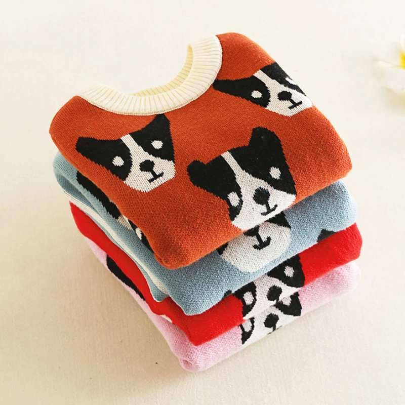 

Children Cartoon Sweaters Fashion Kids Winter Knit Girls Boys Warm Velvet Pullovers Outerwear Clothing