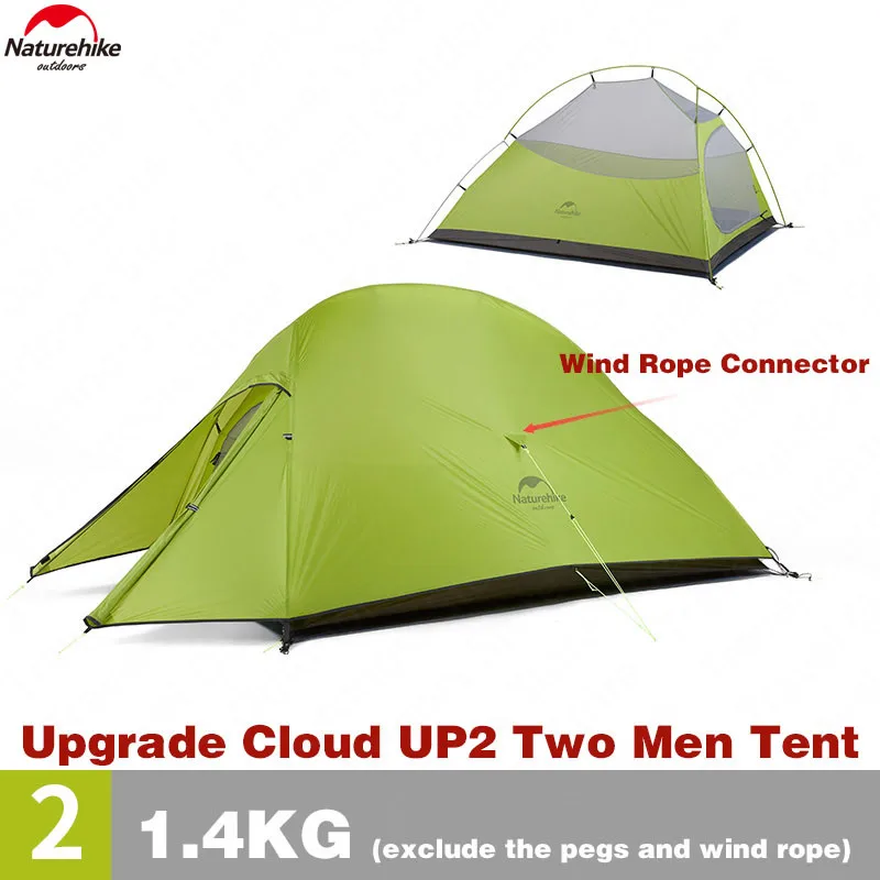 Naturehike палатка обновления CloudUp серии 2 человек 20D силиконовый двухслойный алюминиевый полюс Сверхлегкий Палатка NH17T001-T - Цвет: UP2 20D Nylon