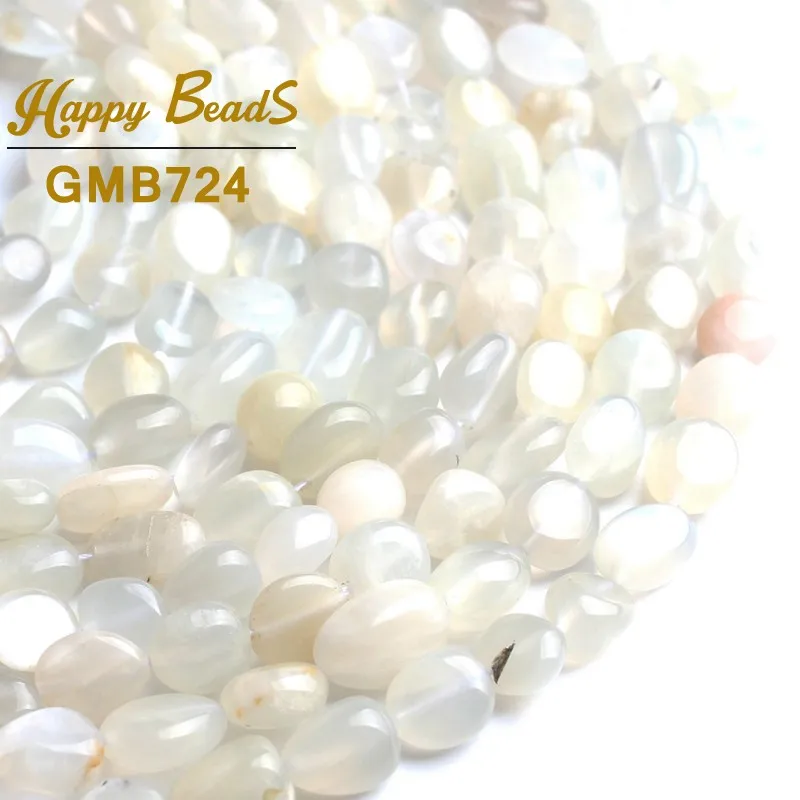 

6-8mm Natural Irregular White Moonstone Beads Loose Spacer Beads For Making DIY Bracelet Necklace Jewelry 15"Strand/Inches