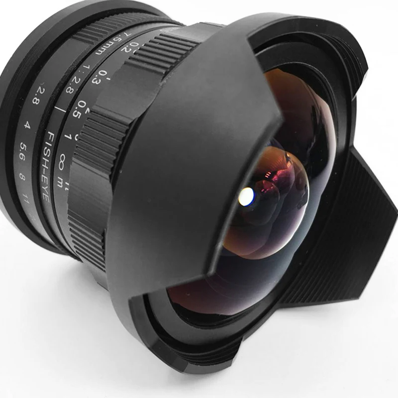 

180 Degree Fisheye Camera 7.5mm F/2.8 Multi-coated Lens for Sony E Mount A6500 A7 II/M4/3 GH4 GH5 / Fuji X-T2 /Canon M10