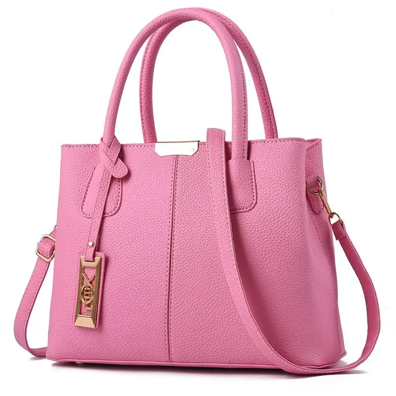 Aliwood, новинка, простая женская сумка из искусственной кожи, женская сумка через плечо, женская сумка-тоут, сумки через плечо - Цвет: Розовый