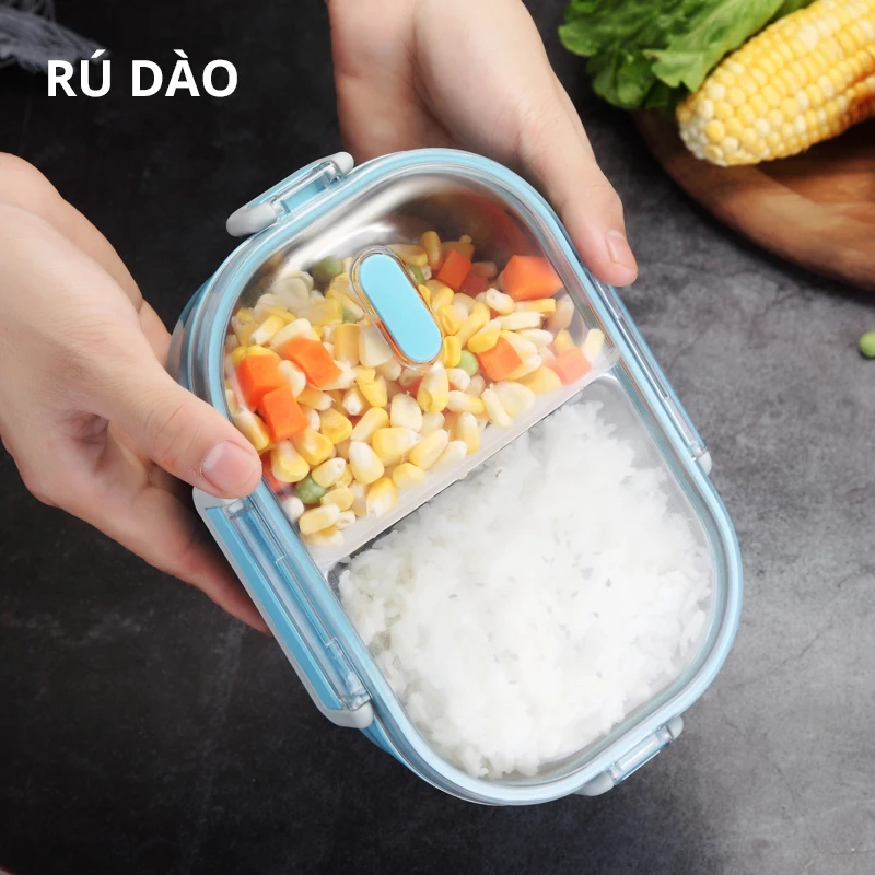 Японский Портативный Ланч бокс RUDAO 650 мл для детей и школы 304 Бенто из нержавеющей