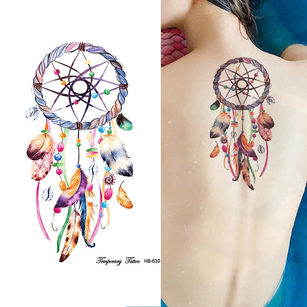 1 Sheet Dreamcatcher Decal 14 Designs Waterproof DIY Tattoo Sticker Women B...