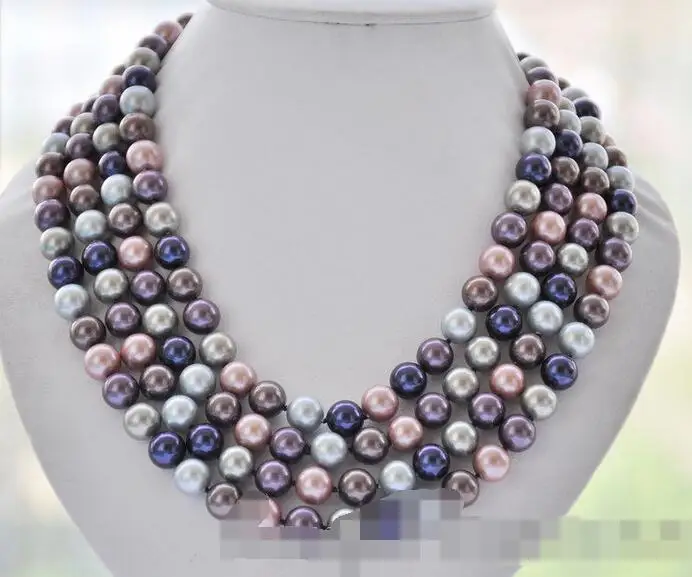 

3353 round gray purple blue south sea shell pearl necklace