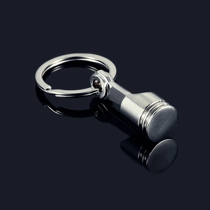 

Silver Piston Keychain Polished Chrome Auto Part Model Keyring key Chain Ring Key Rings Keyfob For ford peugeot chevrolet mazda