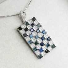 Сапфировое Ожерелье, подвеска для мужчин, ювелирное изделие натурального происхождения, синий сапфир, серебро 925 пробы, 0.35CT* 23 шт, драгоценный камень# BR16090210