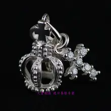 Thailand, The Girl Is Shining And Crown Solid Sterling Silver Cross Pendant