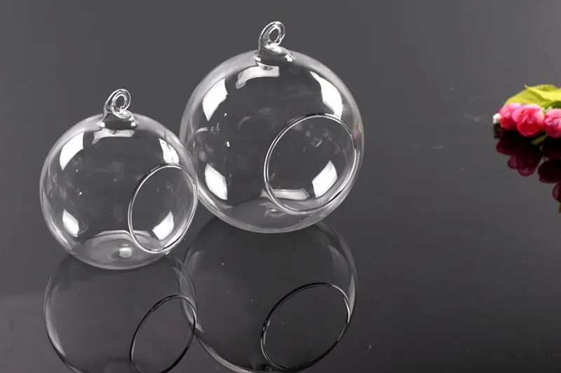 Маленькая упаковка круглый нижний стеклянный шар с одним открытым подвесной стеклянный террариум ваза Свадебная бутафория для украшения