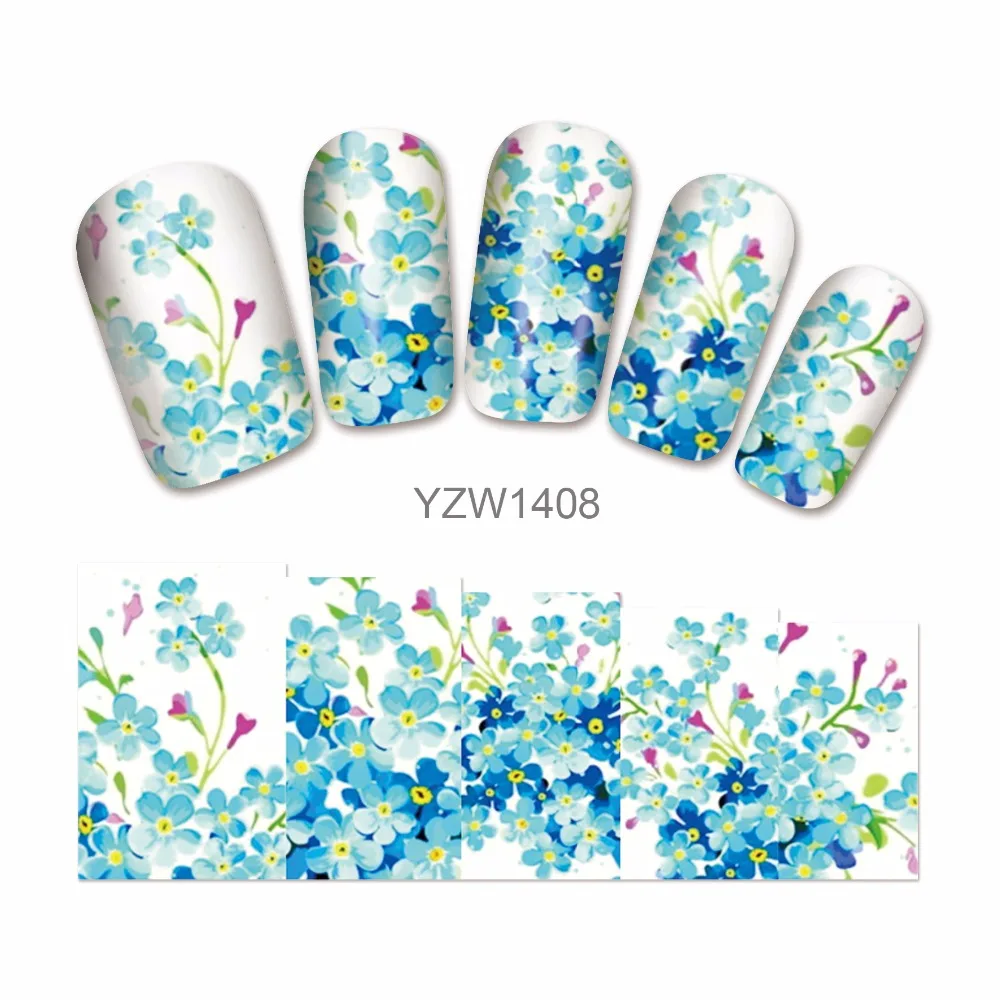 

ZKO 1 Sheet Blooming Flower Nail Art Water Decals Transfer Sticker Nails Tools For Nails 1408