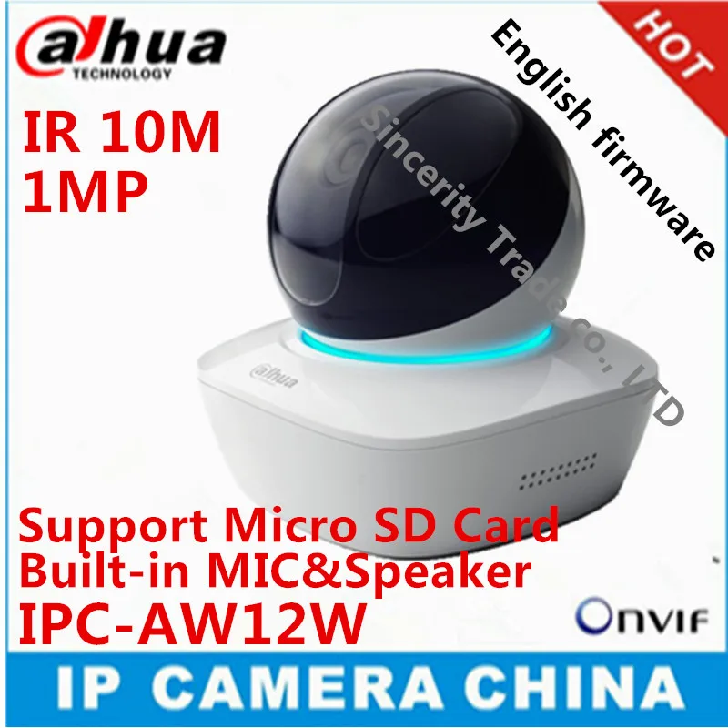  Original DAHUA English version IPC-AW12W HD 1MP Wifi Mini Network Camera IR10M Distance built-in MIC & SPK with SD Card slot 