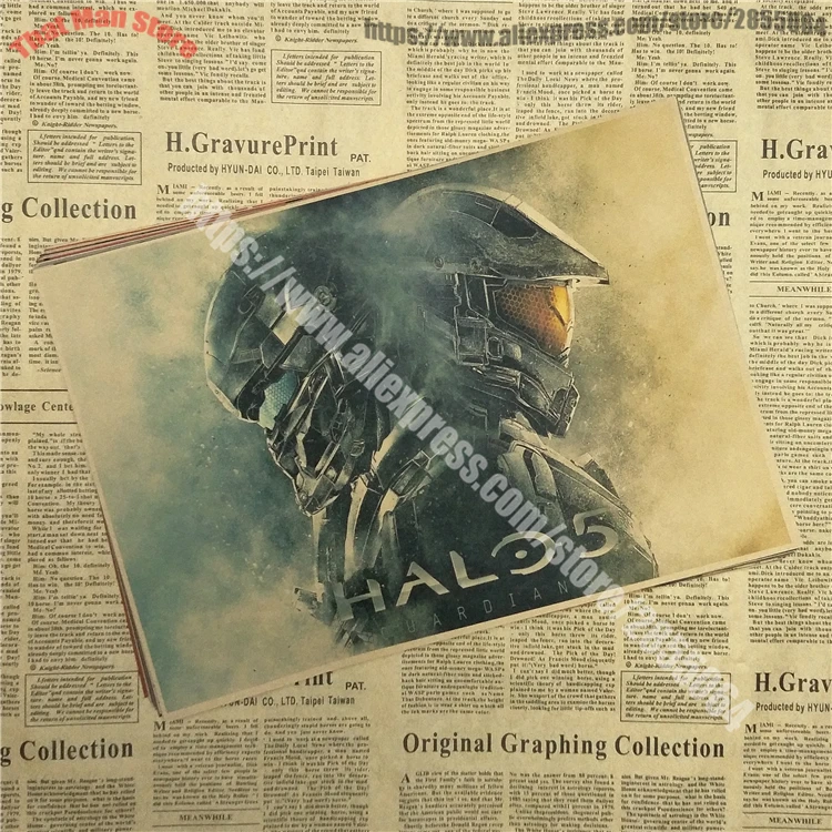 HALO 4 5 Guardians Master Chief Art винтажный основной плакат из крафт-бумаги с принтом Vedio игры картинки для гостиной настенный Декор