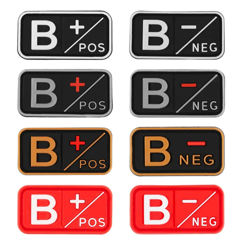 3D ПВХ A+ B+ AB+ O+ Положительный POS A-B-AB-O-отрицательный NEG Тип крови группа патч тактический боевой патчи военные резиновые значки