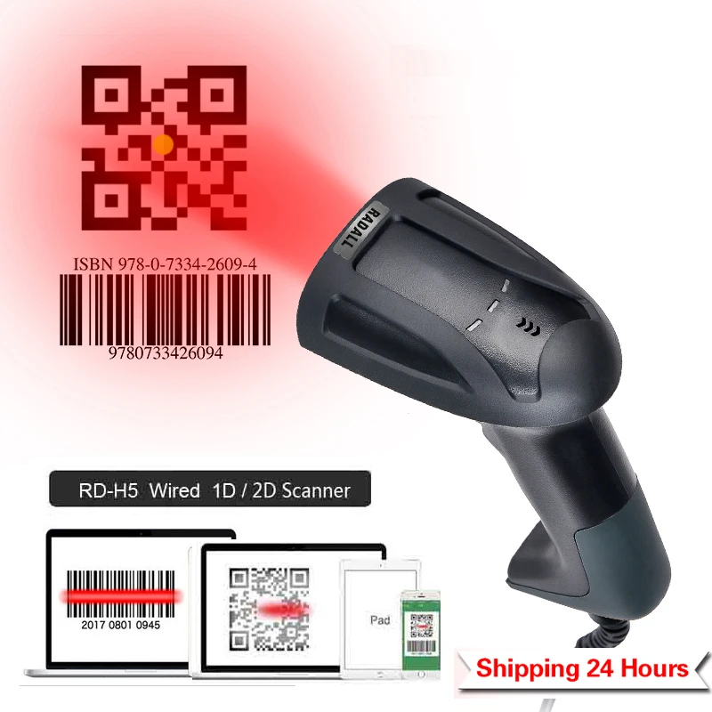 

Handheld QR 2D Barcode Scanner Laser Code Reader PDF417 codes USB scaning for POS sysytem - RD-M5